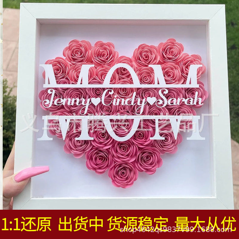 Personalized Mom Flower Shadow Box With Name for Mother's Day