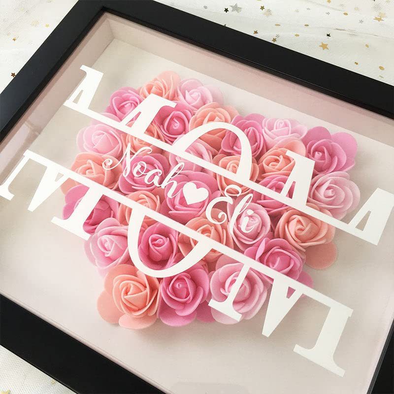 Personalized Mom Flower Shadow Box With Name for Mother's Day