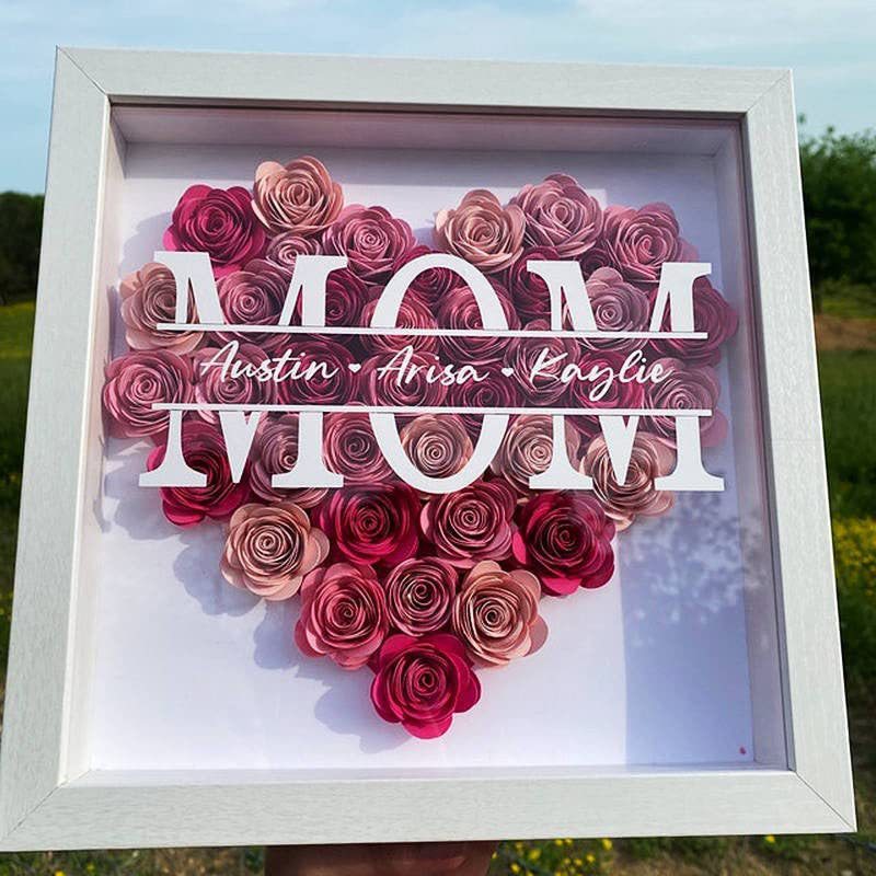 Personalized Mom Flower Shadow Box With Name for Mother's Day