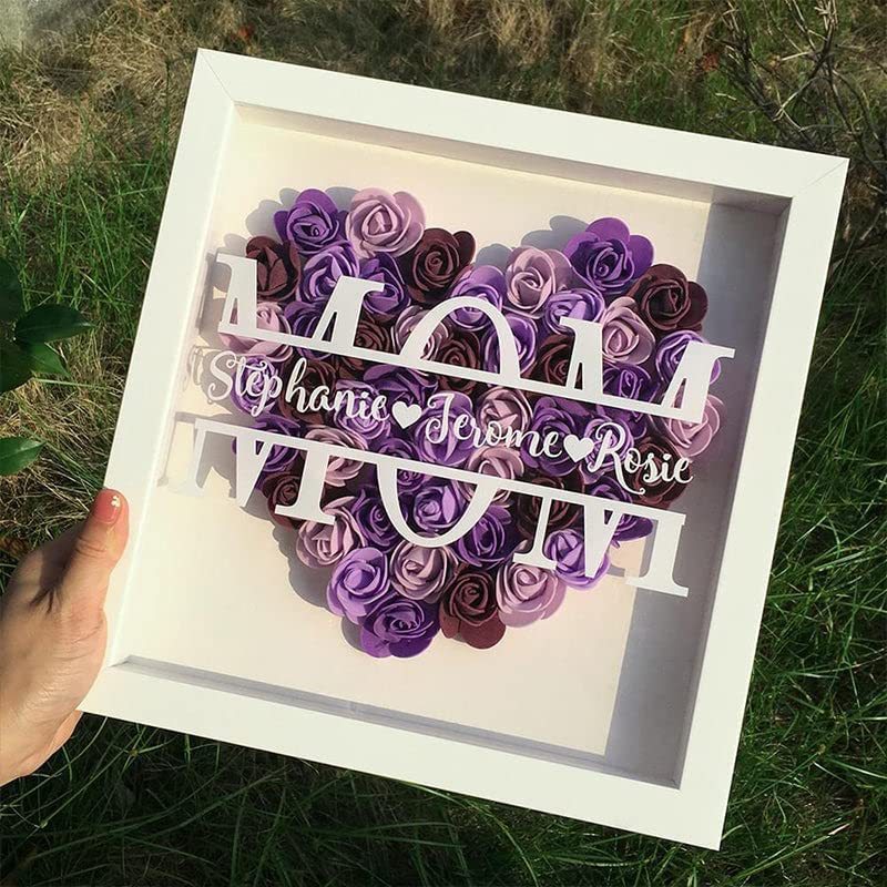 Personalized Mom Flower Shadow Box With Name for Mother's Day