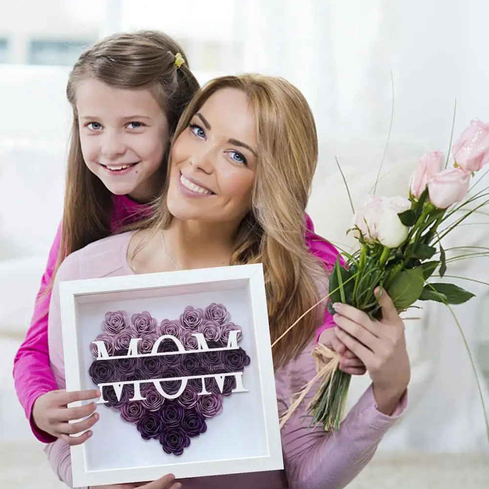 Personalized Mom Flower Shadow Box With Name for Mother's Day