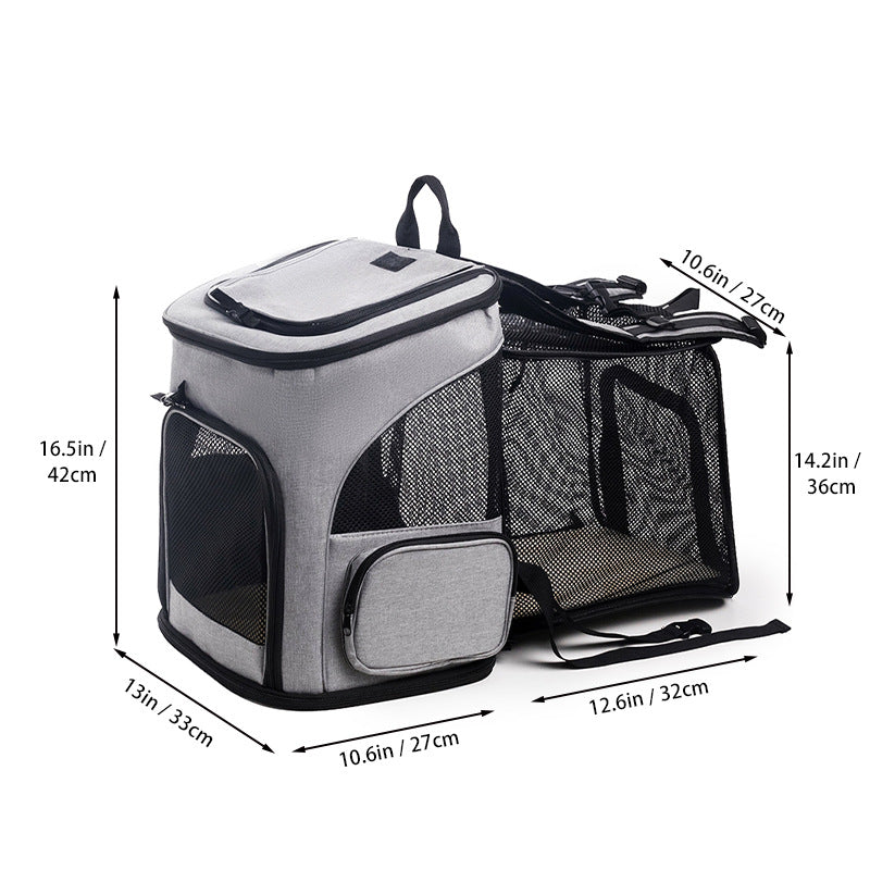 Pet expandable breathable mesh backpack